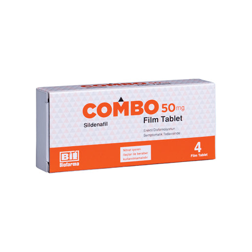Combo 50 mg 4 film tablet ilaç kutusunun ön yüzden görünümü