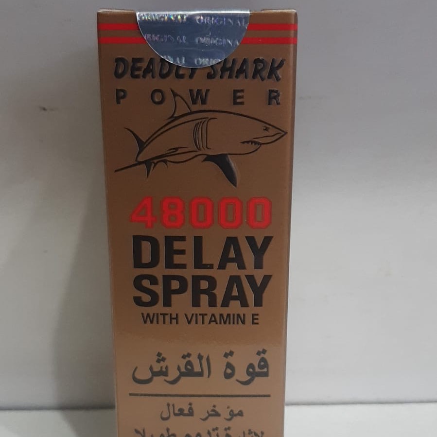 Deadly Shark 48000 Geciktirici Sprey ürün şişesi ve ambalajı