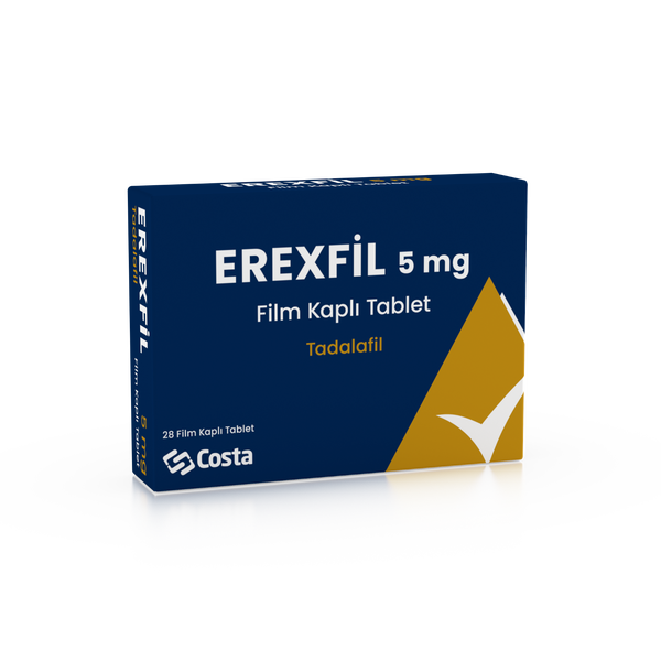 Erexfil 5 mg 28 film kaplı tablet ilaç kutusu ön yüzü