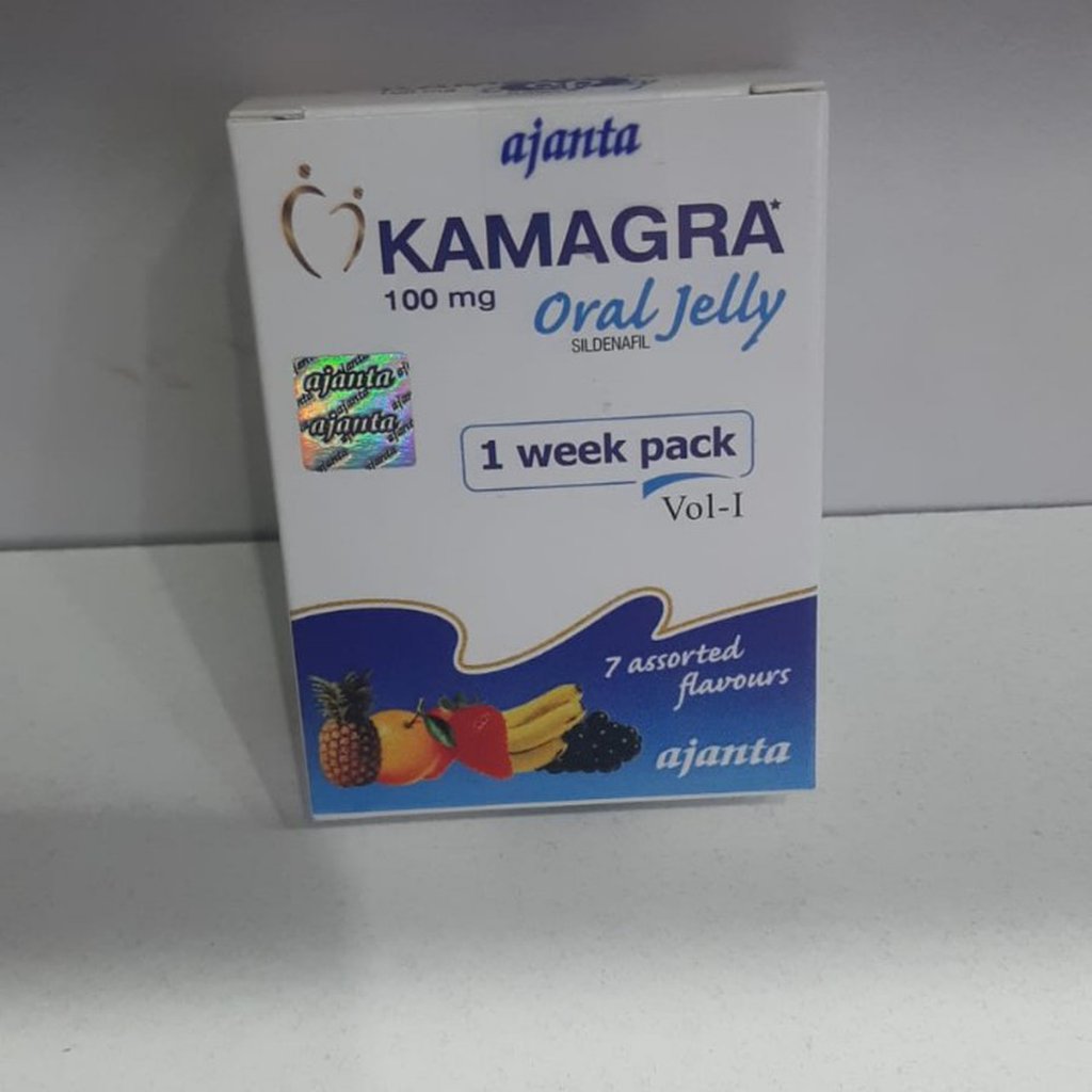 Kamagra 100 mg oral jel 7 adetlik ürün kutusu ve yanındaki jel saşeleri