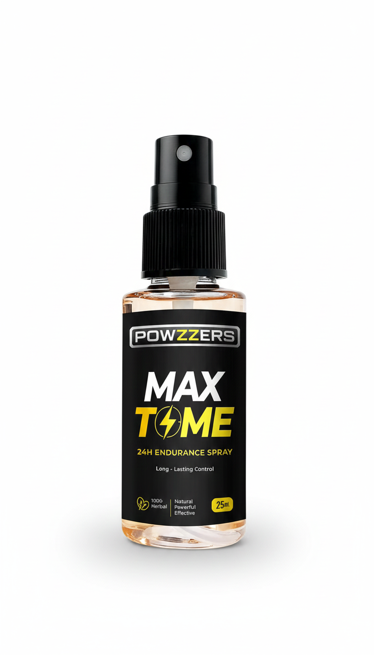 Powzzers Max Time Sprey 25 ml geciktirici sprey şişesi ve ambalajı