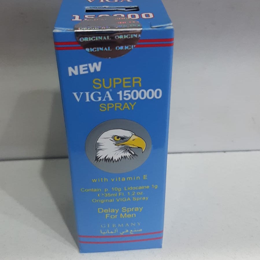 Super Viga 150000 Geciktirici Sprey ürün ambalajı ve sprey şişesi