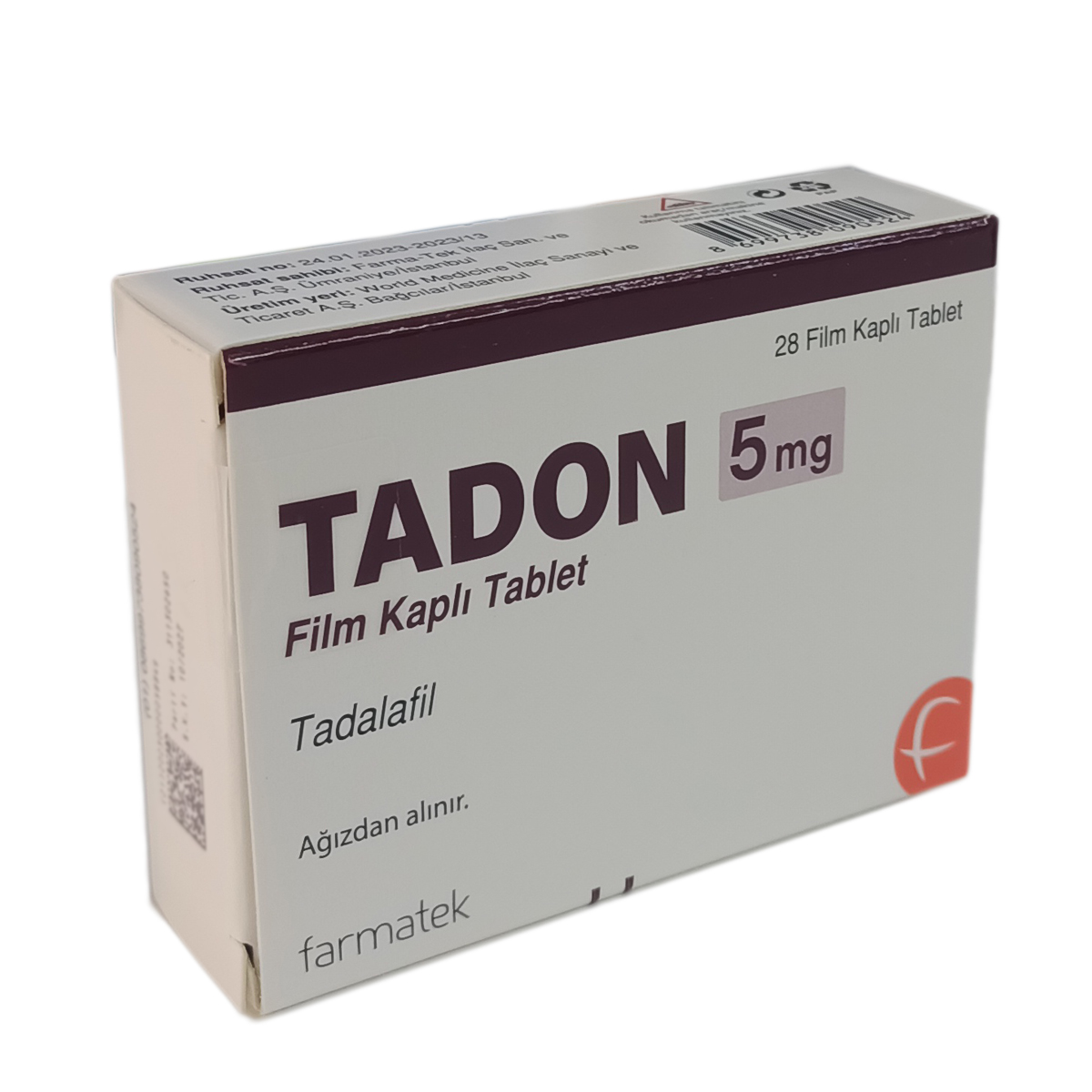 Tadon 5 mg 28 film kaplı tablet ilaç kutusu ve blister ambalajı