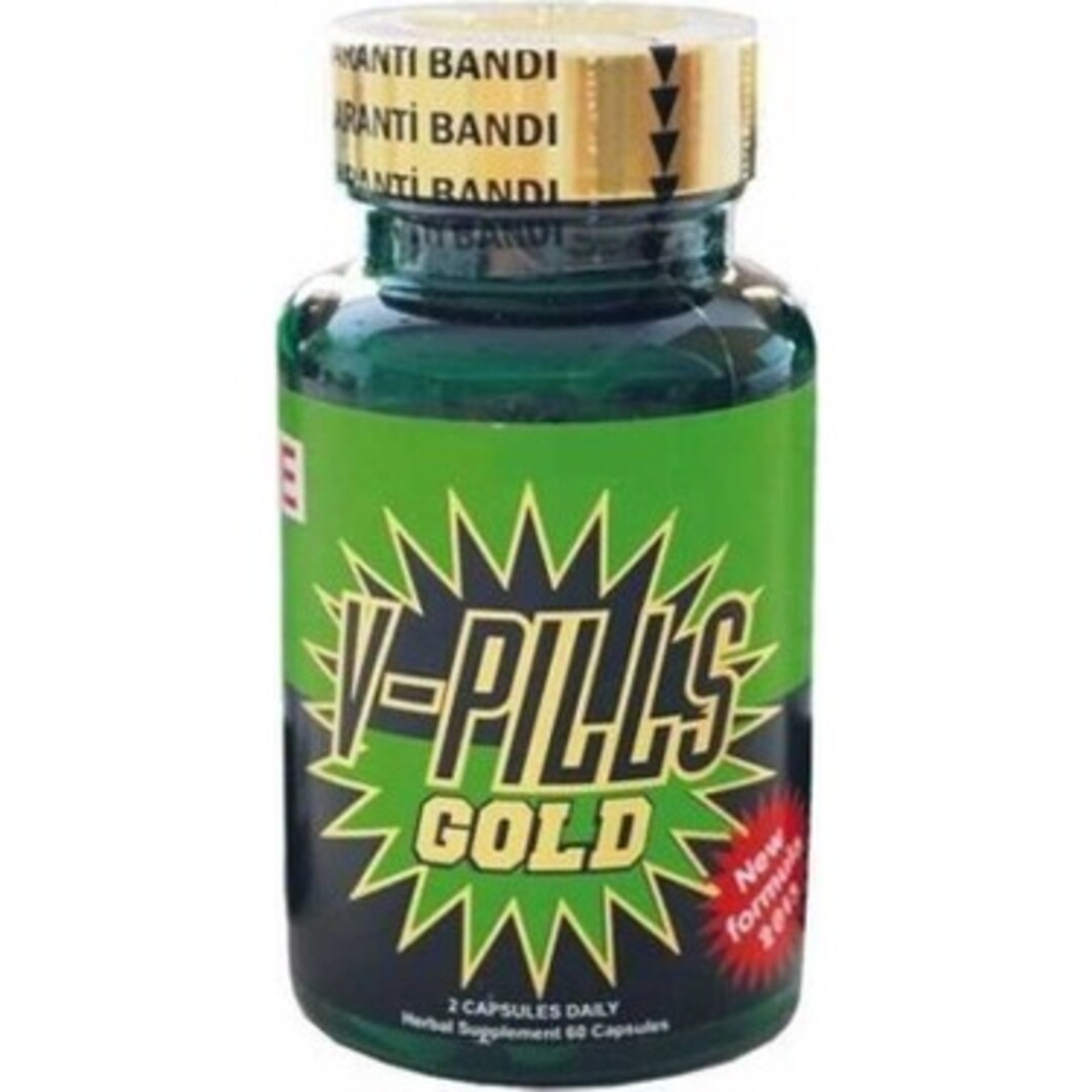 V-Pills Gold bitkisel takviye kapsül kutusunun ön yüzü