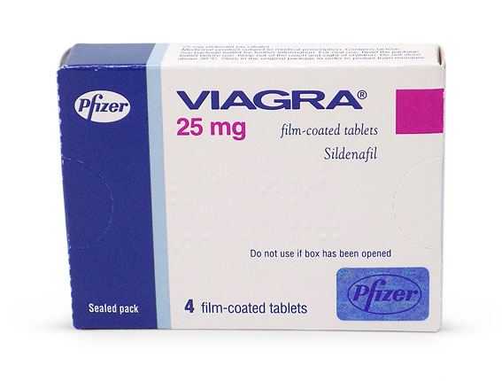 Viagra 25 mg 4 tabletlik ilaç kutusunun ön yüzü