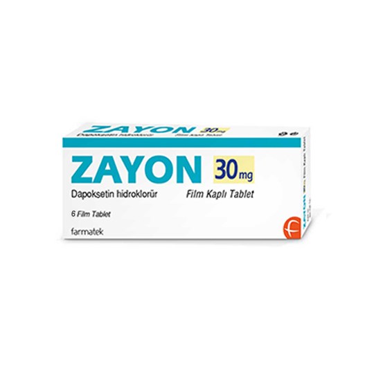 Zayon 30 mg 6 tabletlik ilaç kutusunun ön yüzden görünümü